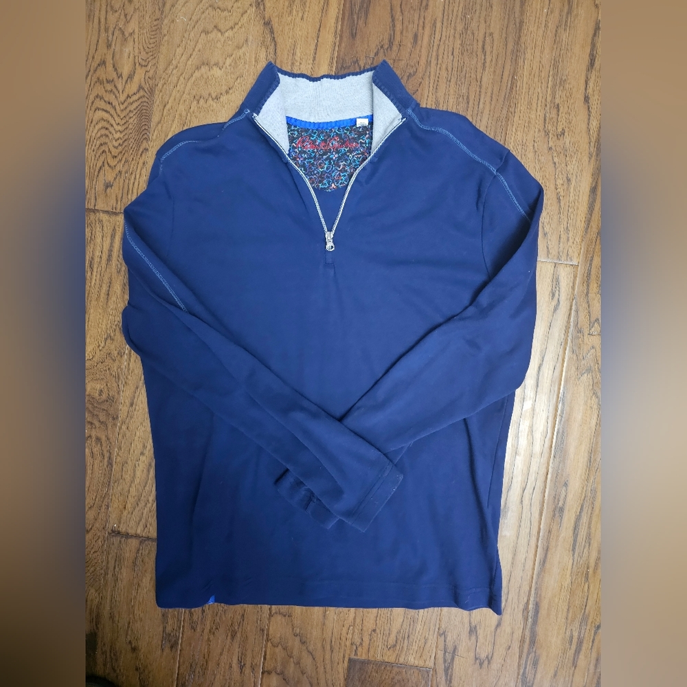 Robert Graham L Navy Blue Curson Classic-Fit 1/4-Zip Neck Sweater